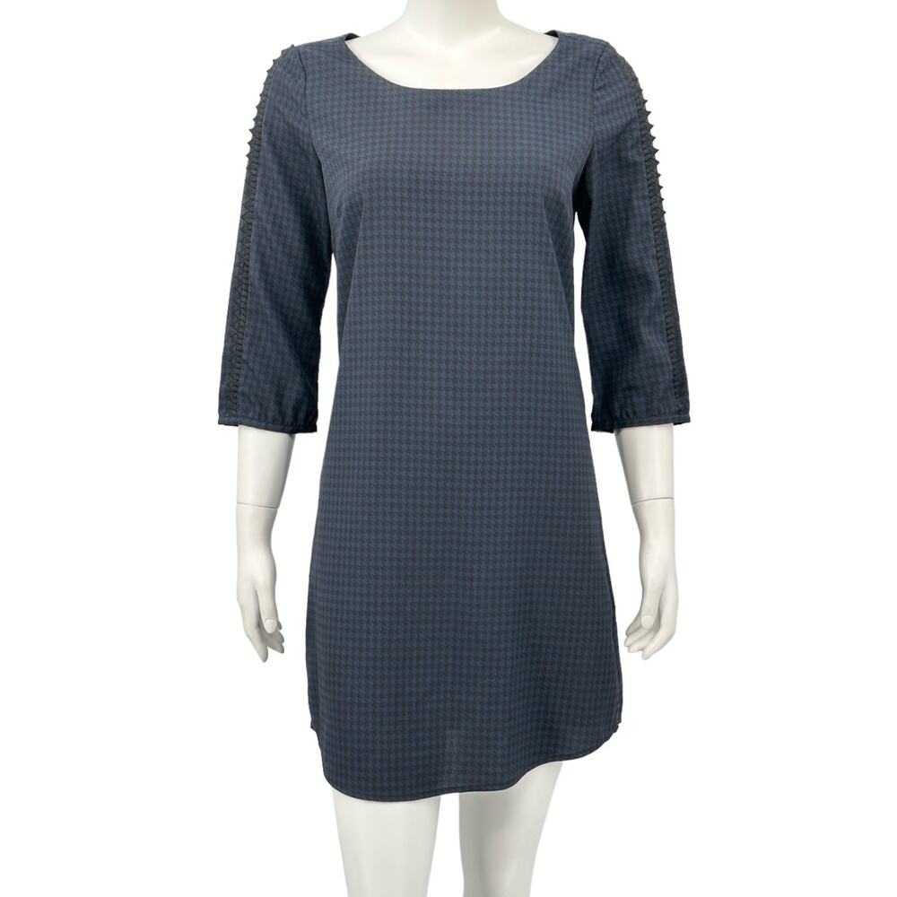 Maison Scotch Dress Womens 1 US Small‎ Navy Houndstooth Shift Academia Preppy
